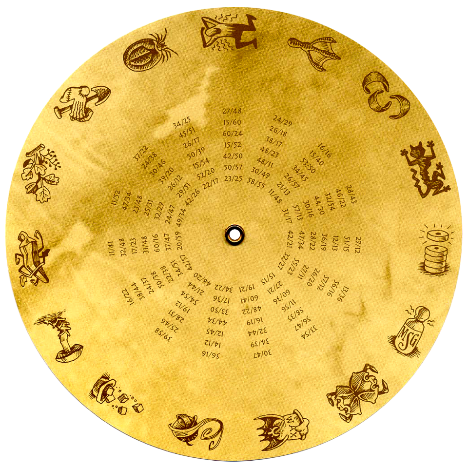 Original outer paper wheel, with ingredient pictures and recipe number pairs
